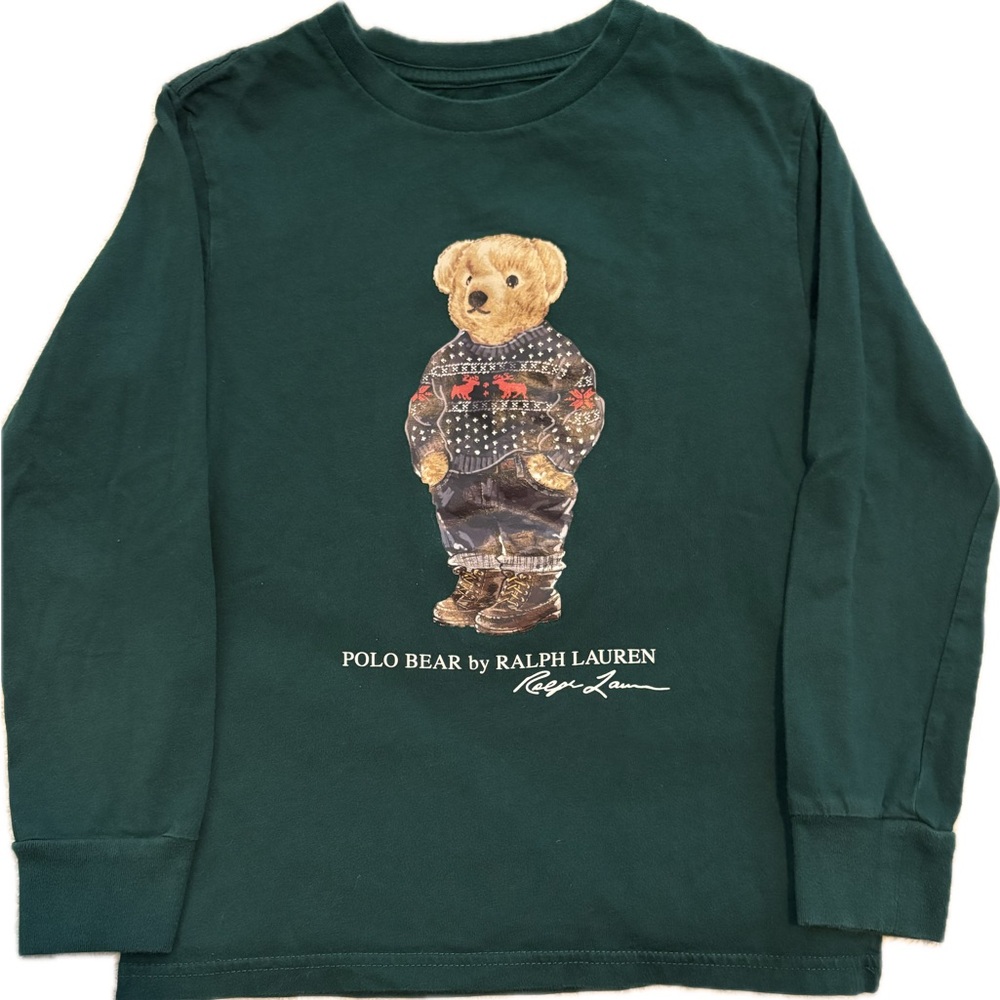 Ralph Lauren Kids Green Bear Graphic Shirt